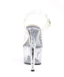 Pleaser Direct Adore 708LS Clear With Rhinestone Platforms