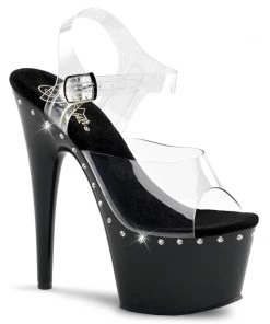 Pleaser Direct Adore 708LS Black With Rhinestone Platforms