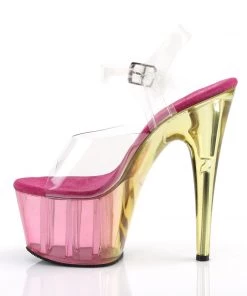 Pleaser Direct Adore 708MCT Pink And Gold Platforms
