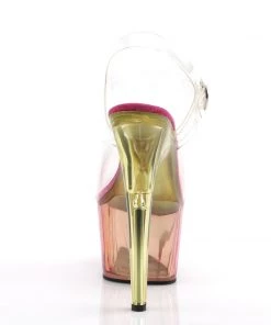 Pleaser Direct Adore 708MCT Pink And Gold Platforms
