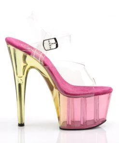 Pleaser Direct Adore 708MCT Pink And Gold Platforms