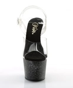 Pleaser Direct Larger Size Shoes Adore 708MG Black Glitter Platforms