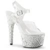 Pleaser Direct Adore 708MR-5 Silver Glitter And Stone Platforms Glitter Shoes