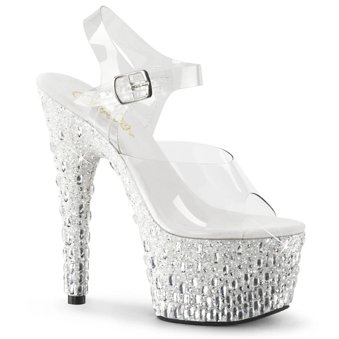 Pleaser Direct Adore 708MR-5 Silver Glitter And Stone Platforms Glitter Shoes 1 Pleaser Direct Adore 708MR-5 Silver Glitter And Stone Platforms Glitter Shoes
