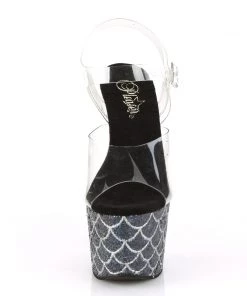 Pleaser Larger Size Shoes ADORE 708MSLG Black Vegan 7" - 7 1/2" Heel