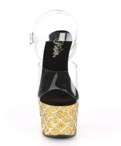 Pleaser Larger Size Shoes ADORE 708MSLG Gold Vegan 7" - 7 1/2" Heel