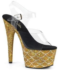 Pleaser Larger Size Shoes ADORE 708MSLG Gold Vegan 7" - 7 1/2" Heel