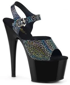 Pleaser Direct Platform Shoes Adore 708NCK Black With Crackle Print Platform