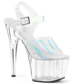 Pleaser Direct Adore 708NCK Clear With Crackle Print Platform Platform Shoes