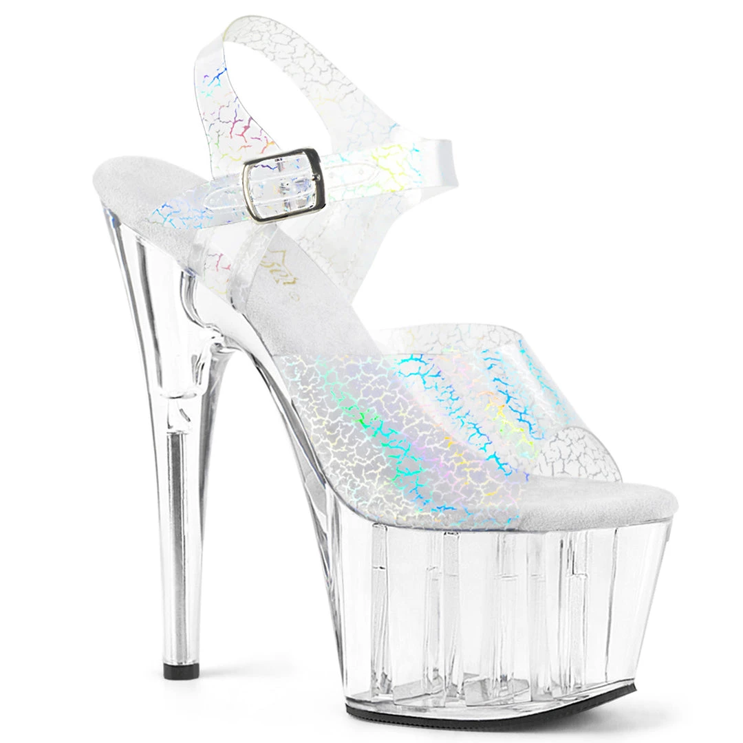 Pleaser Direct Adore 708NCK Clear With Crackle Print Platform Platform Shoes 1 Pleaser Direct Adore 708NCK Clear With Crackle Print Platform Platform Shoes