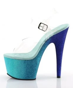 Pleaser Direct Larger Size Shoes Adore 708OMB Aqua Blue Ombre Platforms