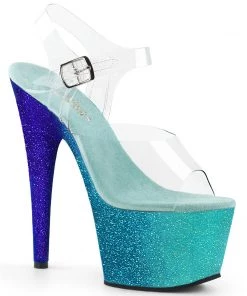 Pleaser Direct Larger Size Shoes Adore 708OMB Aqua Blue Ombre Platforms