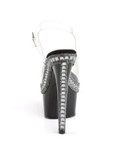 Pleaser Direct Adore 708RS1 Black With Clear Rhinestone Platforms