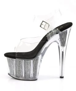 Pleaser Direct Glitter Shoes Adore 708SRS Clear Platforms With Rhinestone Base 7 Pleaser Direct Glitter Shoes Adore 708SRS Clear Platforms With Rhinestone Base
