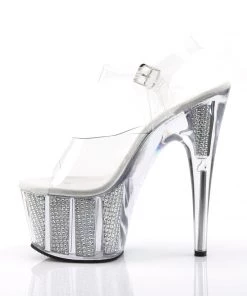Pleaser Direct Adore 708SRS Silver Platforms With Rhinestone Base Glitter Shoes 7 Pleaser Direct Adore 708SRS Silver Platforms With Rhinestone Base Glitter Shoes
