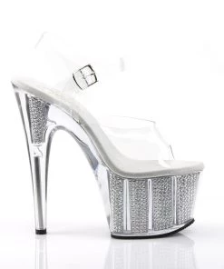 Pleaser Direct Adore 708SRS Silver Platforms With Rhinestone Base Glitter Shoes 9 Pleaser Direct Adore 708SRS Silver Platforms With Rhinestone Base Glitter Shoes