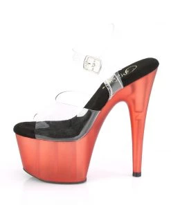 Pleaser Direct Adore 708T Clear Red Platform Platform Shoes 7 Pleaser Direct Adore 708T Clear Red Platform Platform Shoes