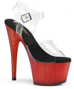 Pleaser Direct Adore 708T Clear Red Platform Platform Shoes