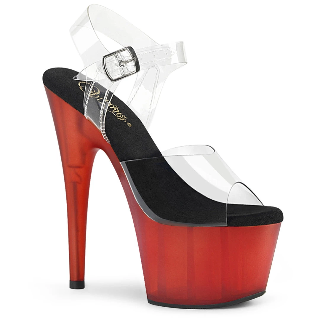 Pleaser Direct Adore 708T Clear Red Platform Platform Shoes 1 Pleaser Direct Adore 708T Clear Red Platform Platform Shoes