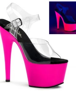 Pleaser Direct Adore 708UV Neon Pink Platforms Larger Size Shoes