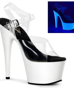 Pleaser Direct Adore 708UV Neon White Platforms