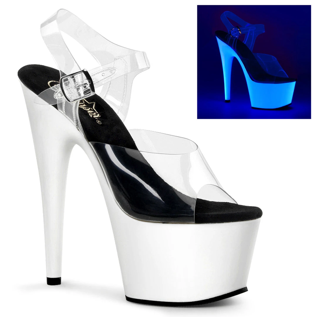 Pleaser Direct Adore 708UV Neon White Platforms 1 Pleaser Direct Adore 708UV Neon White Platforms
