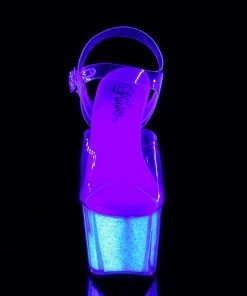 Pleaser Direct Glitter Shoes Adore 708UVG UV White Glitter Platforms