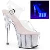 Pleaser Direct Glitter Shoes Adore 708UVG UV White Glitter Platforms