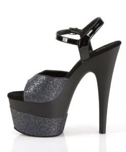 Pleaser Direct Adore 709-2G Black Glitter Platforms