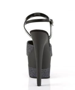 Pleaser Direct Adore 709-2G Black Glitter Platforms