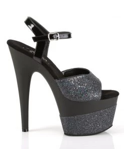 Pleaser Direct Adore 709-2G Black Glitter Platforms