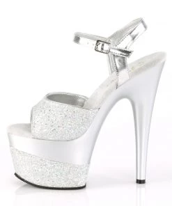 Pleaser Direct Adore 709-2G Silver Glitter Platforms