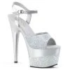 Pleaser Direct Adore 709-2G Silver Glitter Platforms
