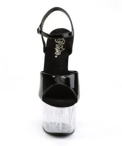 Pleaser Direct Adore 709 Black Patent & Clear Platforms