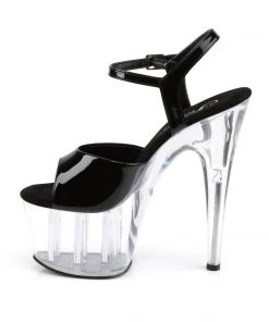 Pleaser Direct Adore 709 Black Patent & Clear Platforms