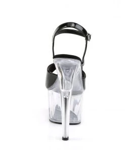 Pleaser Direct Adore 709 Black Patent & Clear Platforms