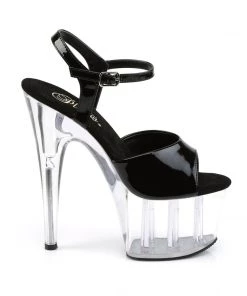 Pleaser Direct Adore 709 Black Patent & Clear Platforms