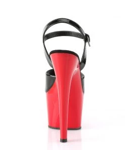 Pleaser Direct Larger Size Shoes Adore 709 Black Patent & Red Platforms
