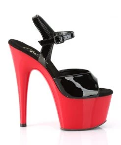 Pleaser Direct Larger Size Shoes Adore 709 Black Patent & Red Platforms