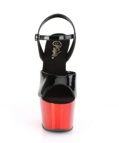 Pleaser Direct Adore 709 Black Patent & Red Chrome Platforms Larger Size Shoes