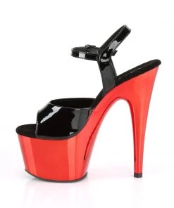 Pleaser Direct Adore 709 Black Patent & Red Chrome Platforms Larger Size Shoes