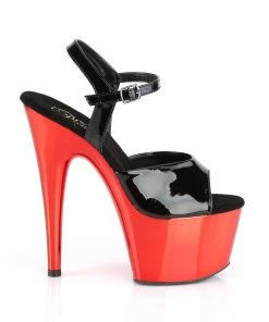 Pleaser Direct Adore 709 Black Patent & Red Chrome Platforms Larger Size Shoes