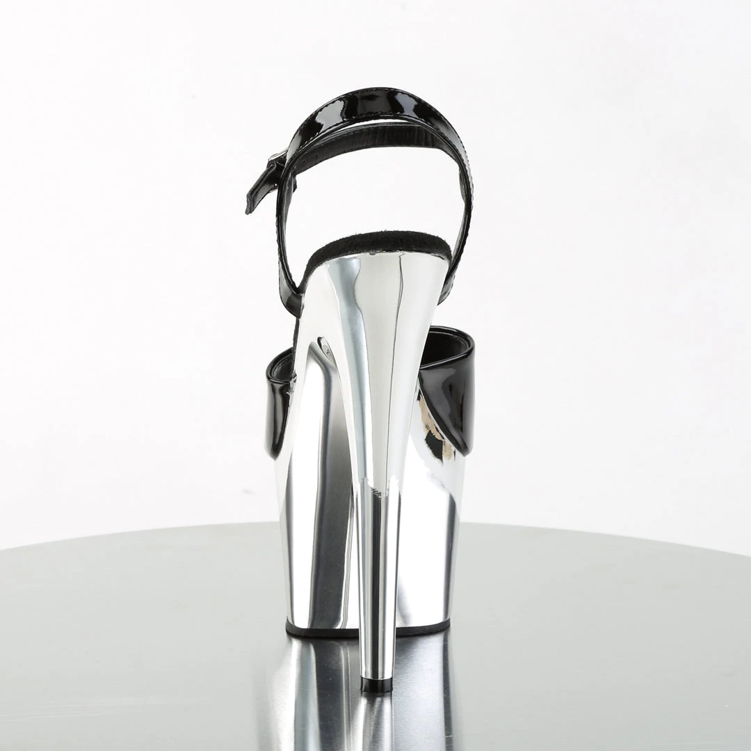 Pleaser Direct Larger Size Shoes Adore 709 Black Patent & Silver Chrome Platforms 4 Pleaser Direct Larger Size Shoes Adore 709 Black Patent & Silver Chrome Platforms