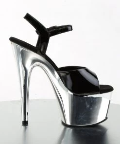 Pleaser Direct Larger Size Shoes Adore 709 Black Patent & Silver Chrome Platforms 9 Pleaser Direct Larger Size Shoes Adore 709 Black Patent & Silver Chrome Platforms