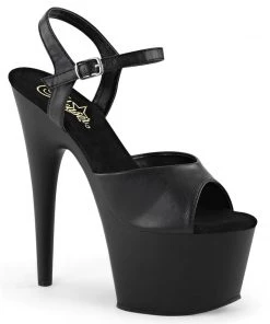 Pleaser Direct Adore 709 Black Faux Leather Platform Heels Larger Size Shoes