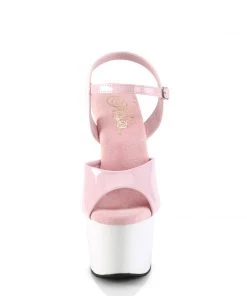 Pleaser Larger Size Shoes ADORE 709 Pink / White Vegan 7" - 7 1/2" Heel