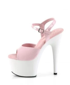 Pleaser Larger Size Shoes ADORE 709 Pink / White Vegan 7