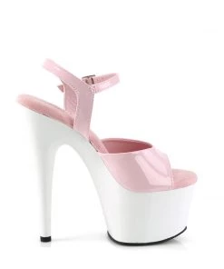 Pleaser Larger Size Shoes ADORE 709 Pink / White Vegan 7