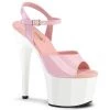 Pleaser Larger Size Shoes ADORE 709 Pink / White Vegan 7" - 7 1/2" Heel