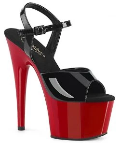 Pleaser Direct Larger Size Shoes Adore 709 Black Patent & Red Platforms